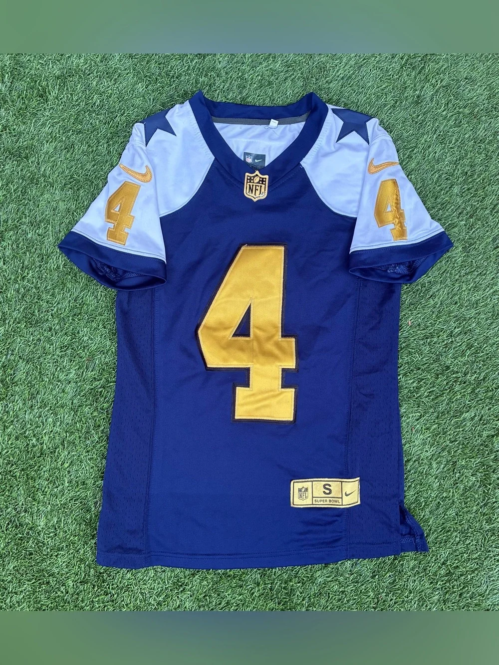 Nike Dak Prescott #4 Dallas Cowboys Jersey Stitched Women’s Small Gold